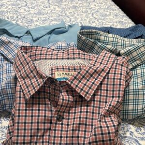 Magellan Outdoors Men's Red and Blue Plaid Shirt